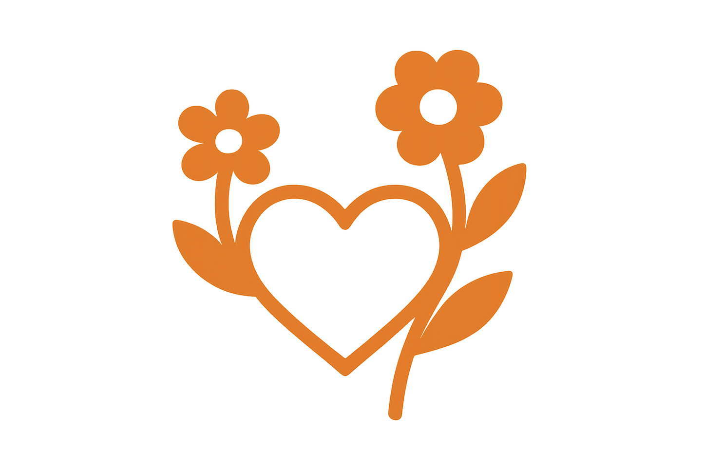a love heart and flowers as an orange icon